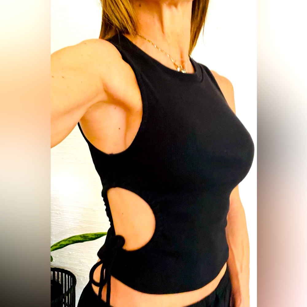 ZARA cut out tanks x2. Black and white small. Pre owned. 2 tops 1 price.